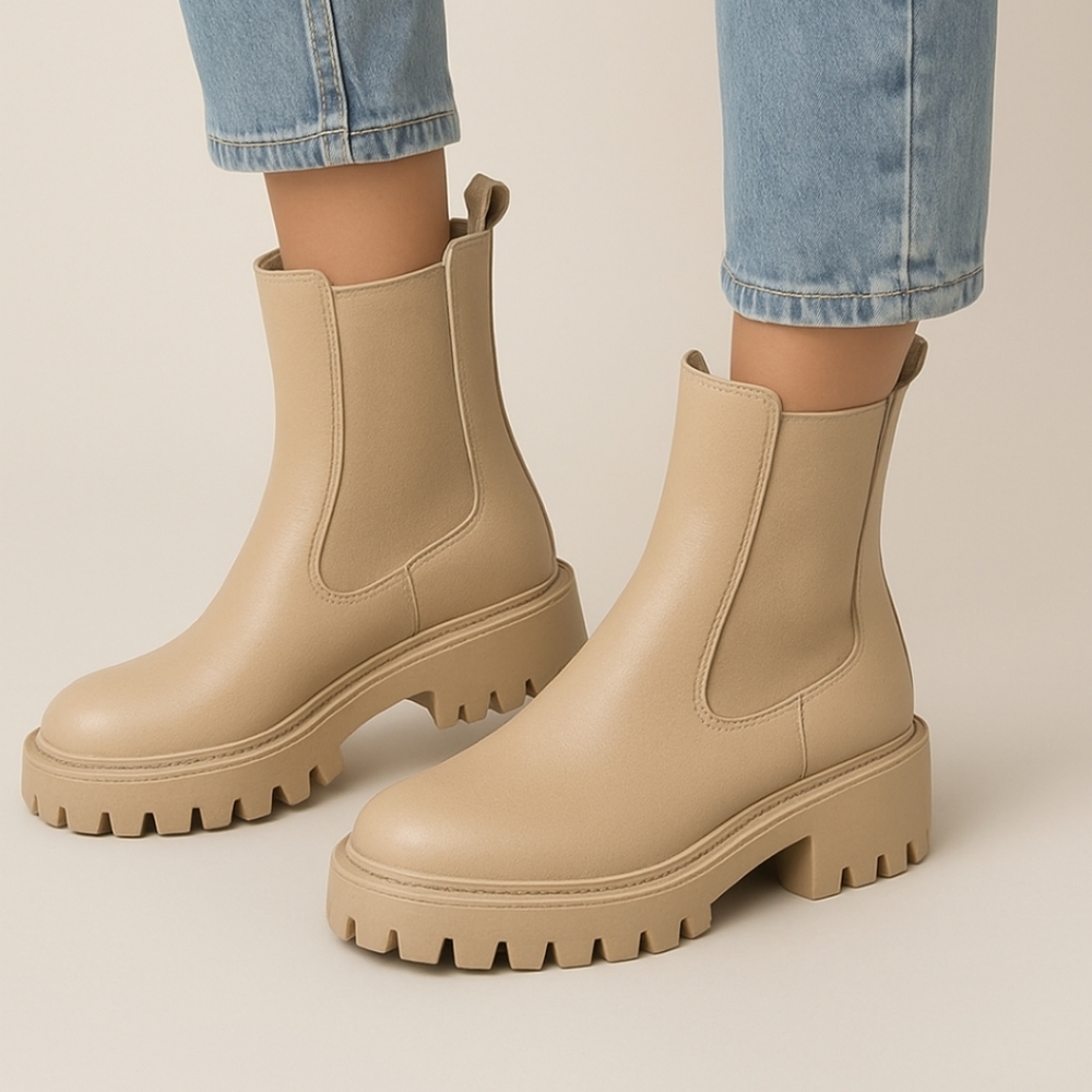 French Connection Women's Reyah Chelsea Lug Sole Boots, Size 8.5. Taupe color.F - Picture 6 of 12